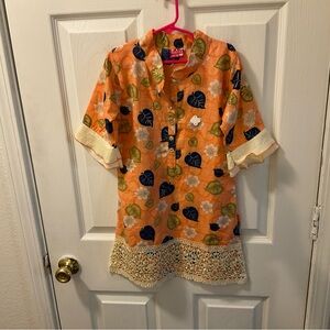 Orange Floral Kids Dress